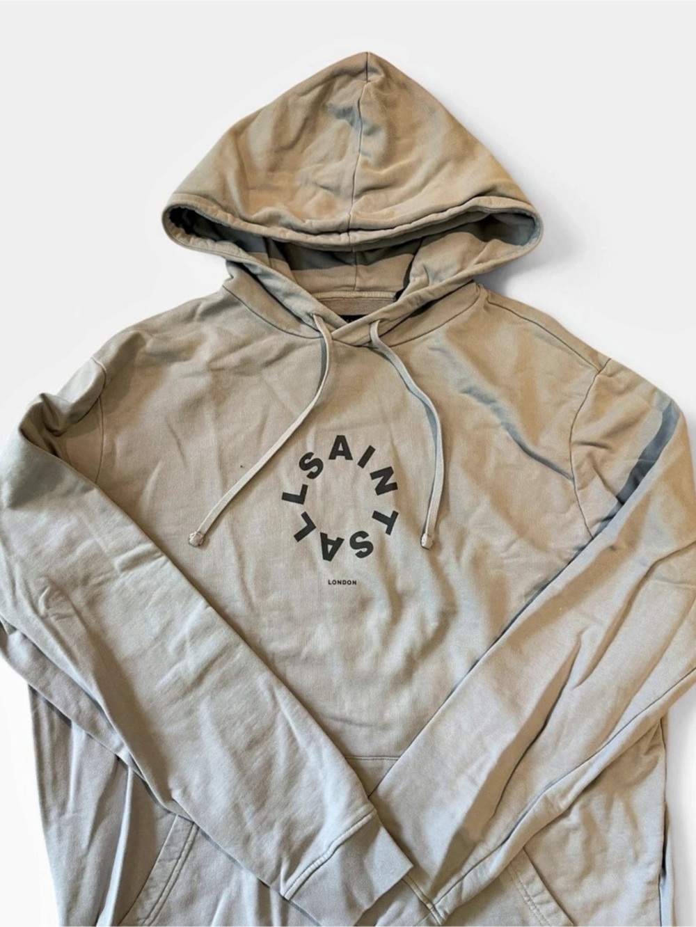 AllSaints Tierra Pullover Circle Logo Hoodie in Gray
